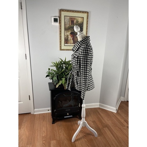 Last Kiss Women's Black & White Long Sleeve 4-Button Tie Closure Jacket Coat SM - Picture 3 of 10